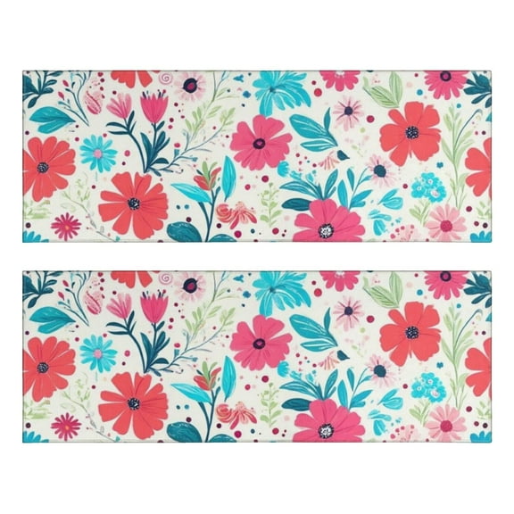 Kitchen Rugs Sets Of 2,Pioneer Flower Floral Print Pattern Anti Fatigue Kitchen Mat Rugs Non Slip Washable,Decorative Kitchen Floor Mats for Kitchen,Sink,Laundry,17"X47"