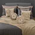 thumbnail image 3 of JWH Beige 3D Floral Velvet Decoative Throw Pillow Ultra Soft Velvet Decorative Pillow for Bed Couch Living Room 14inch Round Floral Accent Cushion, 3 of 9