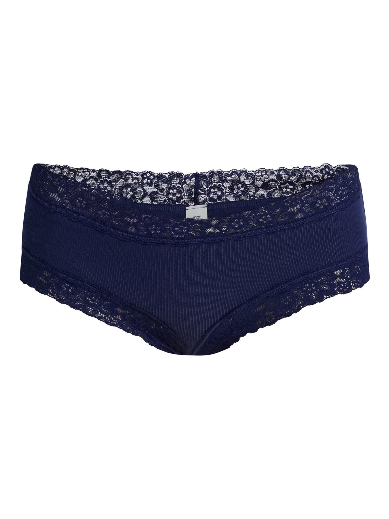 No Boundaries Lace Trim Cotton Rib Cheeky Panties, 3-Pack, Women's XS-XXXL