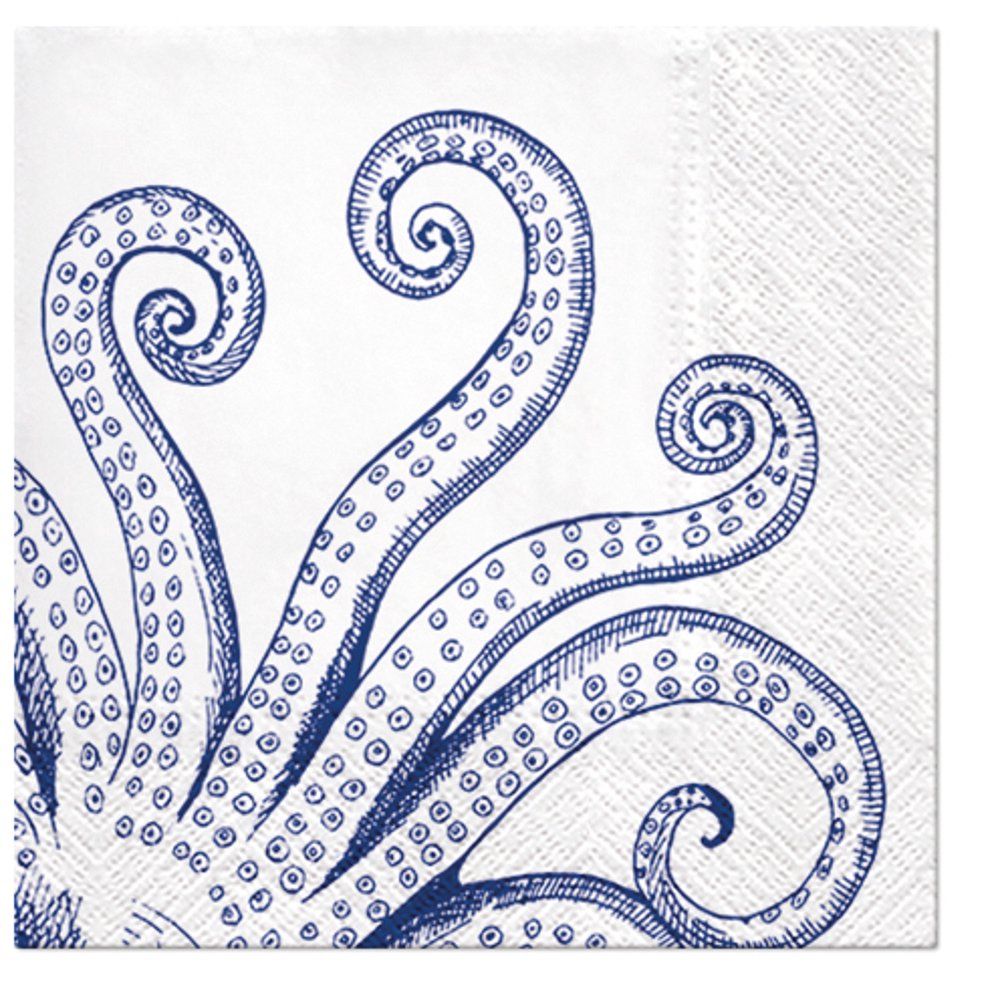 Blue Octopus Decorative Nautical Lunch Paper Napkins 40pcs Perfect