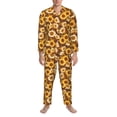 thumbnail image 3 of Balery Vintage Wood Grain Sunflower B Pijama para Hombre de Dos Piezas con Manga Larga, Conjunto de Dormir y Descanso Suave con Bolsillos-XX-Large, 3 of 7