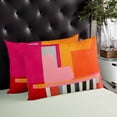 thumbnail image 4 of Pink Orange Throw Pillow Covers, Geometric Modern Abstract Oil Painting Soft Breathable Pillow Cases with Invisible Zipper for Sleeping, Toddler Pillowcases for Couch Bed Sofa Chair 12x20 Inches, 4 of 6