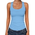 thumbnail image 3 of ANRABESS Womens Scoop Neck Ribbed Tank Tops Knit Sleeveless Racerback Workout Tops Slim Fitted Basic Cami Shirts Casual Summer Outfits Sky Blue XL, 3 of 12