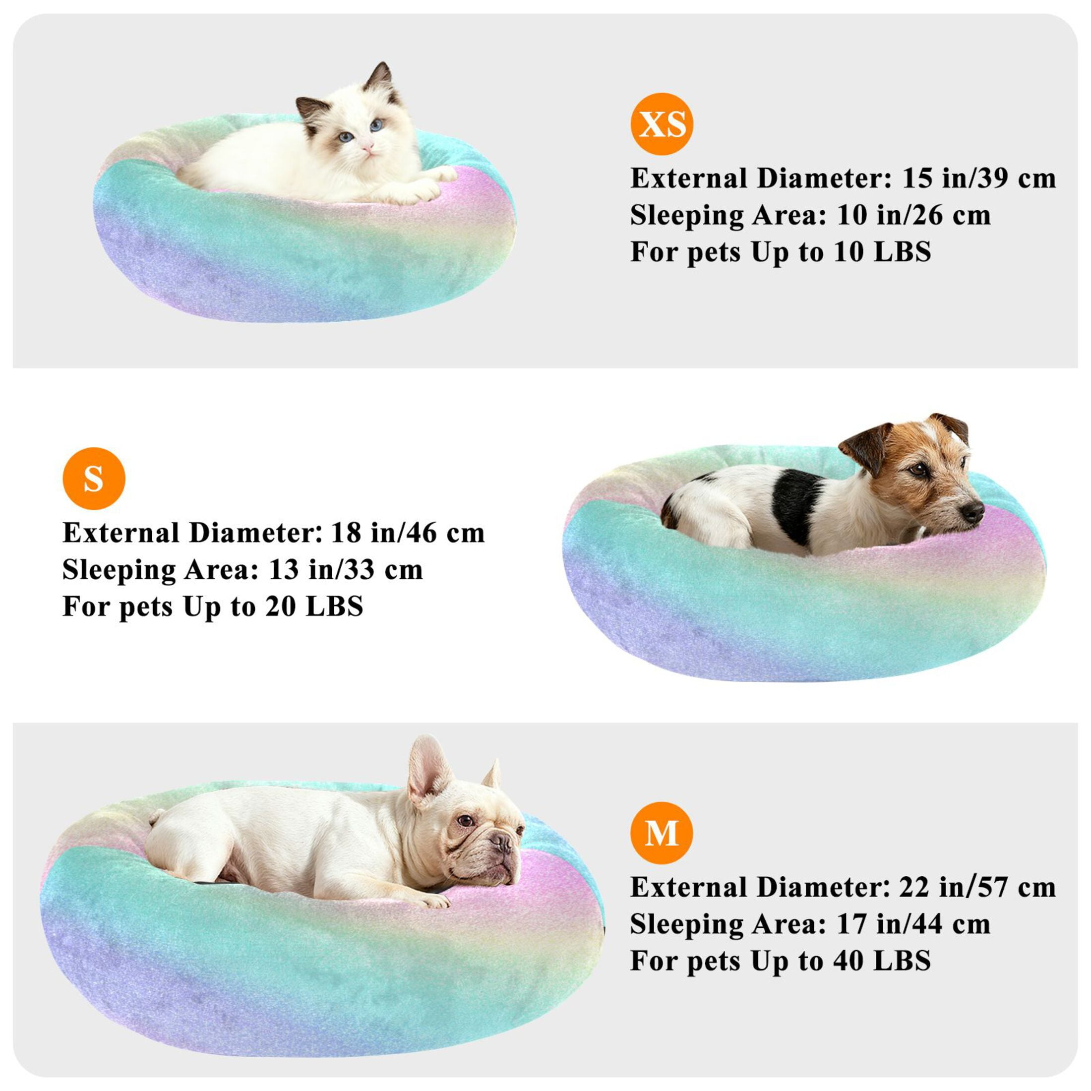 Iauyy Pet Couch Donut Cat Bed for Indoor Cats/Small Dogs Washable & Machine with Non-slip Bottom Calming Cat Furniture, Light Background (XS)