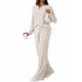 thumbnail image 2 of Womens 2 Piece Lounge Sets Fall Henley Neck Sweater Matching Sweat Suits Comfy Pajamas Clothes Pockets XXL, 2 of 7