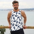 thumbnail image 6 of KLL Navy Blue Anchors Print Men's Muscle Gym Workout Stringer Tank Tops Bodybuilding Fitness T-Shirts Tank Tops Men-X-Large, 6 of 7