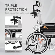Mujocooker Reclining Wheelchair for Adults, Swing-Away Elevating Leg Rests and Flip-Back Arms, Heavy Duty Transport Wheelchair with High Back & Removable Headrest