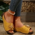 thumbnail image 3 of Dakaela Orthopedic Sandals for Women 2025 Arch Support Wedge Slides Hollow out Walking Shoes Yellow 6, 3 of 8