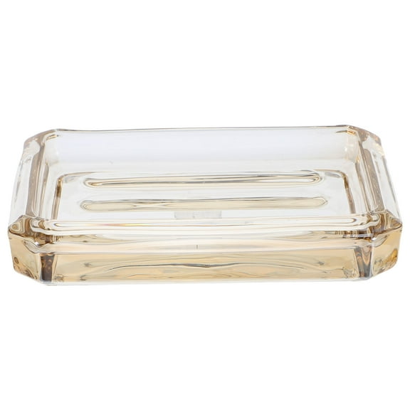 KONTONTY Elegant Glass Soap Dish Transparent Soap Holder Rectangle Bar Soap Dish Decorative Tray for Shower Bathtub Bathroom Kitchen Sink