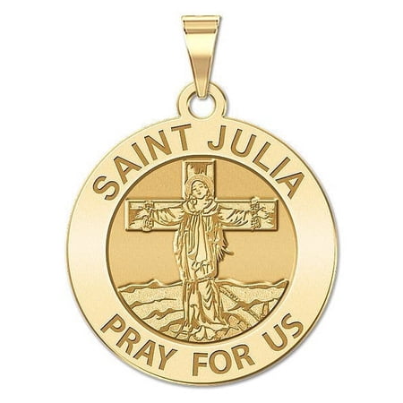 Saint Julia of Corsica Religious Medal - 3/4 inch Size of a Nickel in Solid 14K Yellow Gold