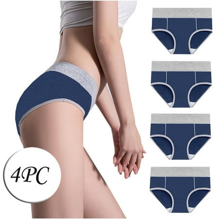 

Homenesgenics Womens underwear Packs Womens Hipster Cotton 4PC Women Solid Color Patchwork Briefs Panties underwear Bikini underpants