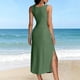 thumbnail image 3 of Vestido Largo de Manga Larga para las Mujeres Color Sólido Cuello Redondo Suelto Medio Ternera Vestido de Noche, Vestido Casual de Manga Larga para las Mujeres, 3 of 5