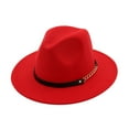 thumbnail image 1 of Women Wide Brim Felt Fedora Hat red, 1 of 1