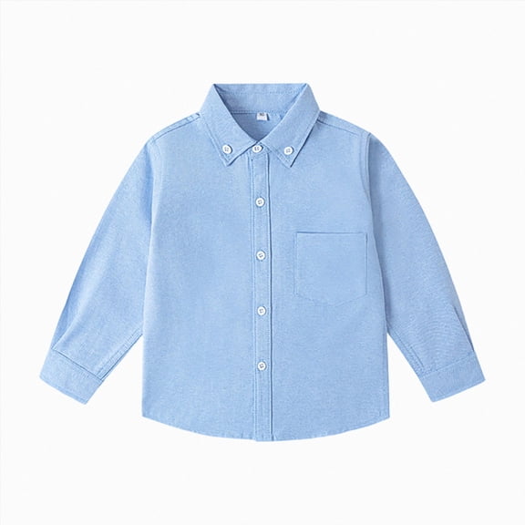 WXFAZCVU Boys Long Sleeves Button Down Shirt Kids Versatile Formal Clothes School Wear Size 9-10 Years