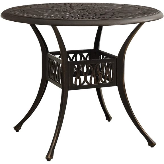 Patio Bar Table Outdoor Metal Bar Height Bistro Table with Umbrella Hole, Bronze 35.4"x35.4"x29.1" Cast Aluminum