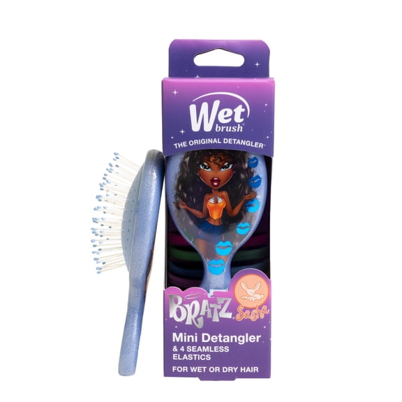 Wet Brush Bratz Sasha Mini Detangler Brush with 4 Seamless Elastics