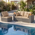 thumbnail image 5 of Costway Patio Wicker Sectional Furniture Set, 3 Piece Outdoor Couch Set for Garden Beige, 5 of 10