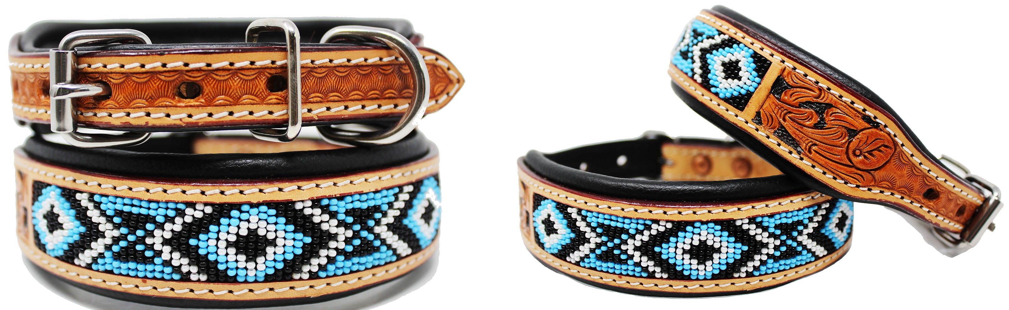 Amish Hand Tooled 100 Cow Leather Canine Puppy Dog Collar Soft