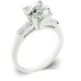 thumbnail image 1 of Genuine Rhodium Plated Engagement Triplet Featuring Shouldered Emerald Cut and Centered Round Cut Ensemble in Silvertone - Size 5, 1 of 1