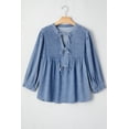 thumbnail image 3 of Casual Denim Blouse with Pin tuck Bust and Flowy Fit for All Body Shapes [ZhiHiMeRi] | (US 4-6)S, 3 of 10