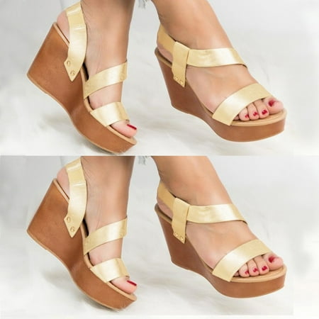 

HIBRO Women s Ladies Fashion Strap Ankle Platform Wedges Sandals Roman Shoes For Women