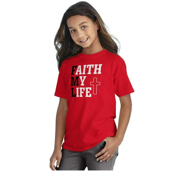 Faith Life Religious Jesus Christ God Crewneck T Shirts Boy Girl Teen Brisco Brands XS