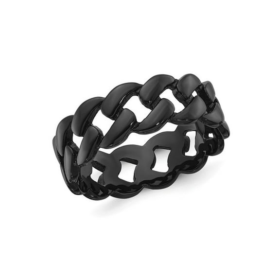 Gem & Harmony Mens Black Plated Stainless Steel 8mm Curb Link Band for Men