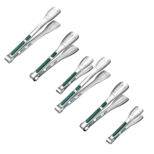 Compact Serving Tongs Small Food Cooking Tongs Kitchen Tongs Stainless Steel Metal Long Heavy Duty And Ergonomic Perfect For Kitchen Stainless Steel Tongs Kitchen Gadgets Dishwasher 9 Inch(sili