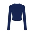 thumbnail image 4 of Jalioing Women's Long Sleeve Basic Tops Slim Fashion Crew Neck Crop Tops Summer Casual Solid Color T Shirt, 4 of 5