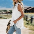 thumbnail image 5 of Flowy Summer Shirts for Women V-Neck Ruffle Trim Linen Top Breathable Casual Summer Tank Tops for Daily Vacation Wear White XL, 5 of 6
