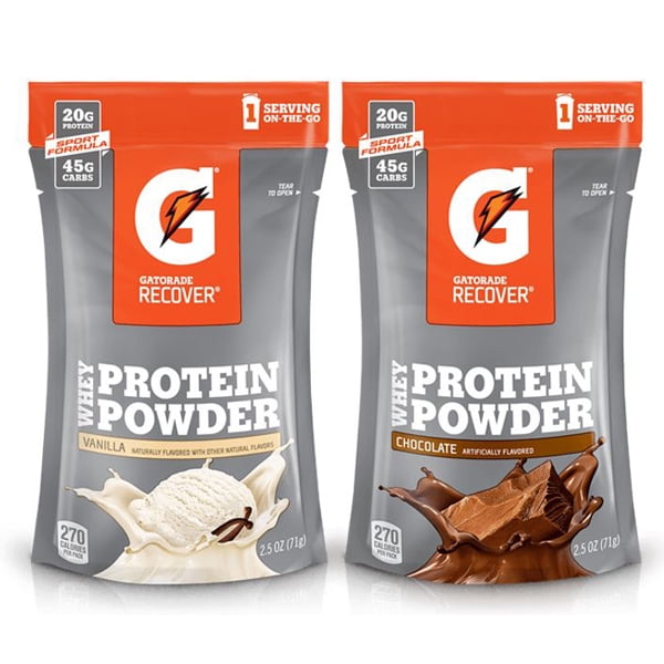 Gatorade Recover Whey Protein Powder Vanilla and Chocolate Single Serve