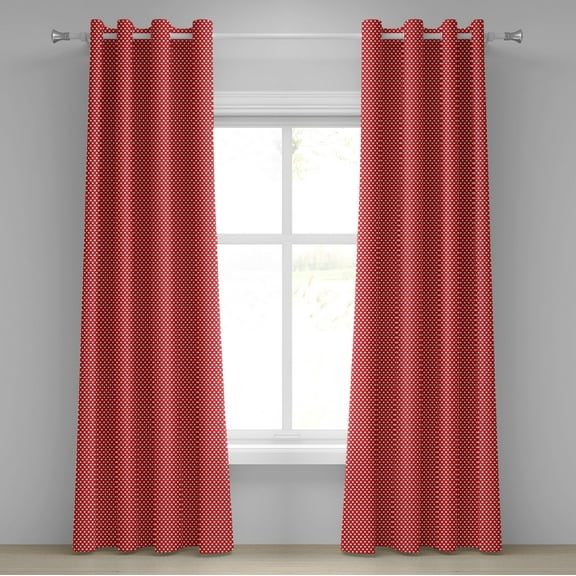 Ambesonne Retro Grommet Curtain, Pop Art White Polka Dots, 50" x 120", Vermilion White