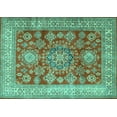 thumbnail image 1 of Ahgly Company Machine Washable Indoor Rectangle Persian Turquoise Blue Traditional Area Rugs, 8' x 10', 1 of 4