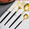 thumbnail image 5 of Juego de cubiertos dorados de 24 piezas, juego de cubiertos para 6, juego de cubiertos de acero inoxidable, incluye cucharas, tenedores y cuchillos, cubiertos de cocina para el hogar, la oficina, el, 5 of 5