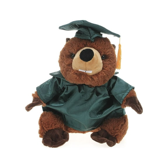 Made by Aliens Beaver Plush Stuffed Animal Toys Present Gifts for Graduation Day, Personalized Text, Name or Your School Logo on Gown, Best for Any Grad School Kids 12 Inches