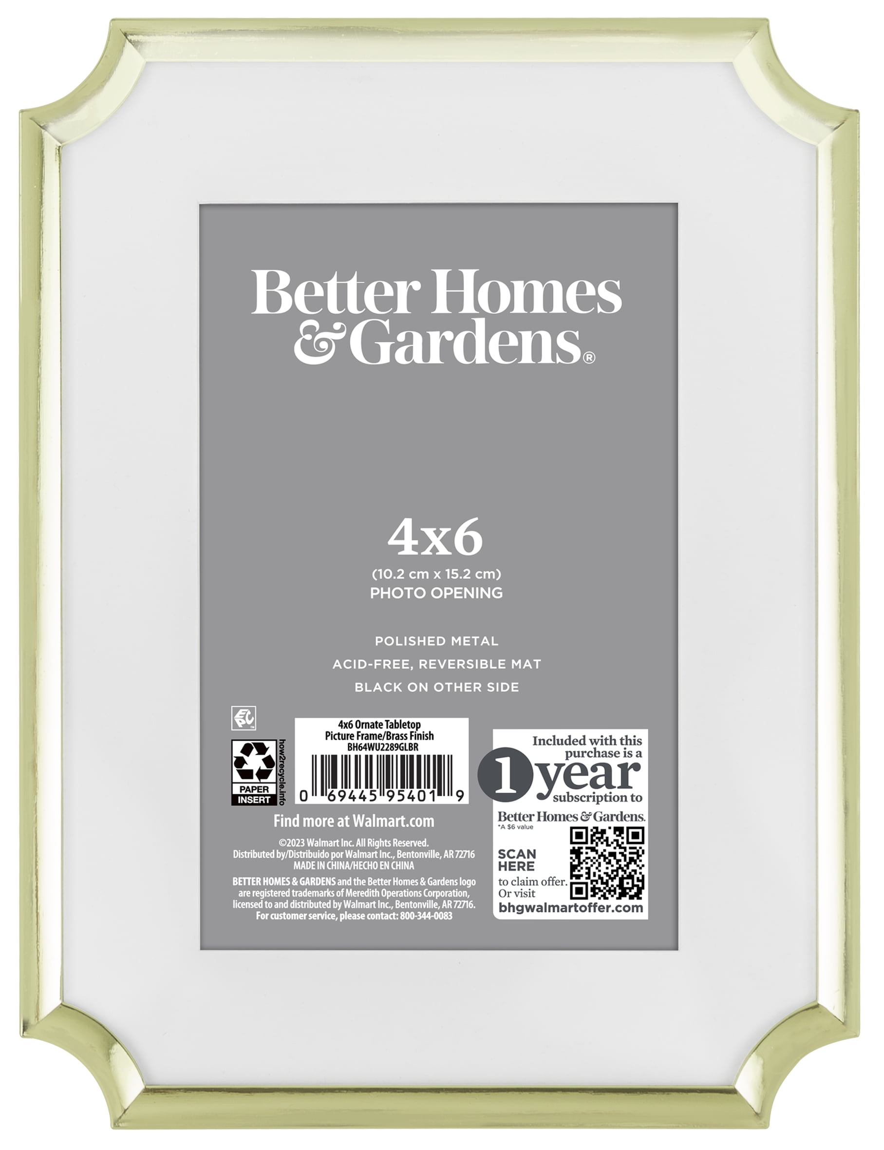 (2 pack) Better Homes & Gardens – 4x6 Picture Frame – Gold Ornate Matted Tabletop Photo Frame