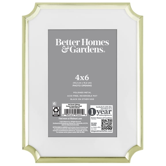 Better Homes & Gardens – 4x6 Picture Frame – Gold Ornate Matted Tabletop Photo Frame