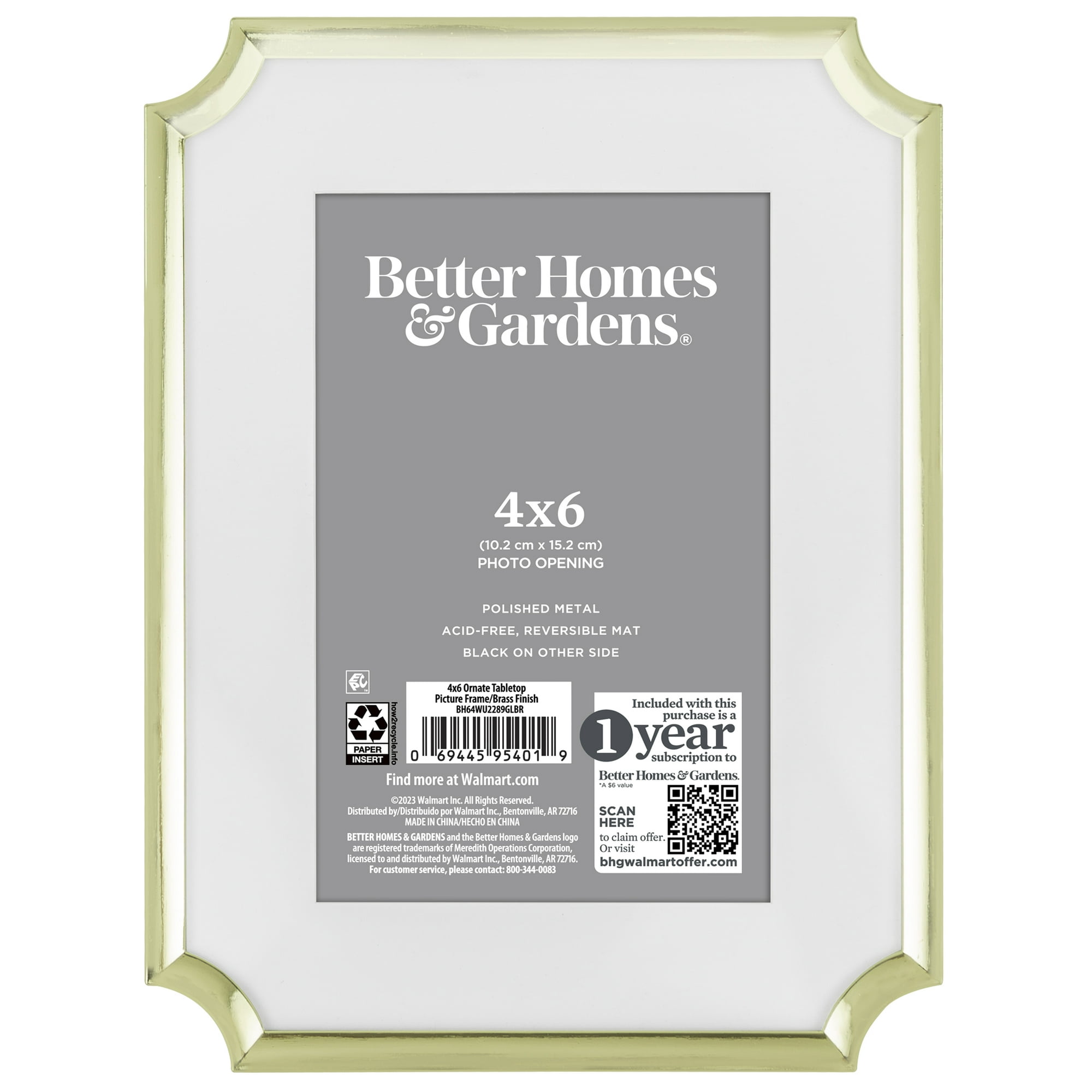 Better Homes & Gardens 6 x 8 Tabletop Picture Frame, Matted for 4 x 6 Photo, Gold Ornate