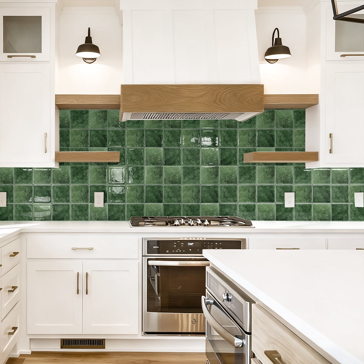 DEWOO Peel and Stick Tile Backsplash, 12”×12”Stick on Backsplash for Kitchen, Self Adhesive Tile Stickers for Kitchen Backsplash and Bathroom(10 Sheets)