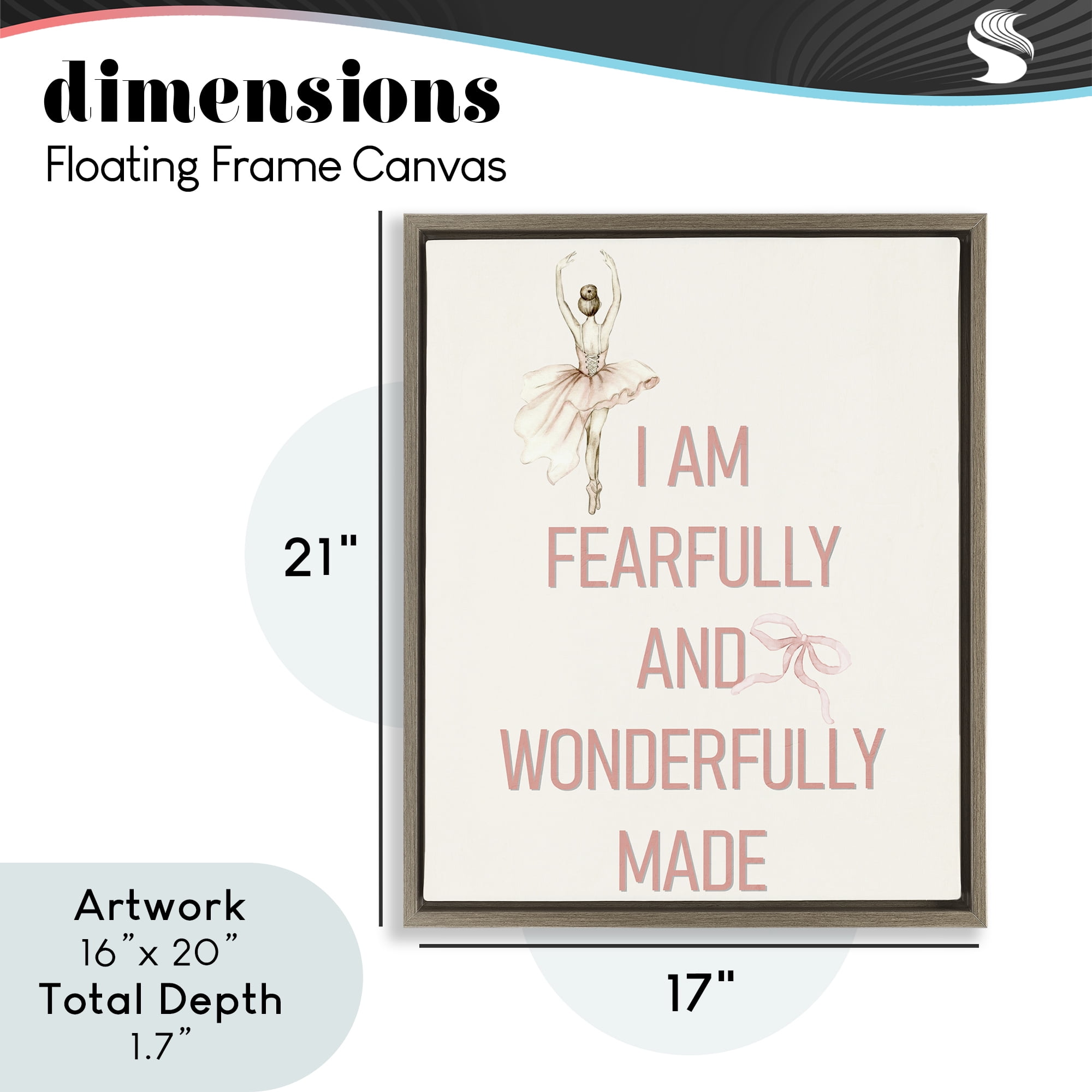 Wonderfully Made Ballerina Brown Framed Floater Canvas Wall Art, design by Kim Allen
