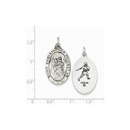 .925 Sterling Silver St. Christopher Reverible Football Medal Charm Pendant