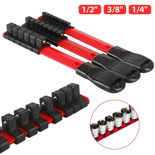 Tsv Wall Mounted Socket Organizer Drive Socket Holder 1 4 Inch 3 8 Inch 1 2 Inch Drive Socket Rail With 6 8 9 Clip Durable Removable Socket Storage Organizer Holder Tool Blue Red Walmart Com Walmart Com