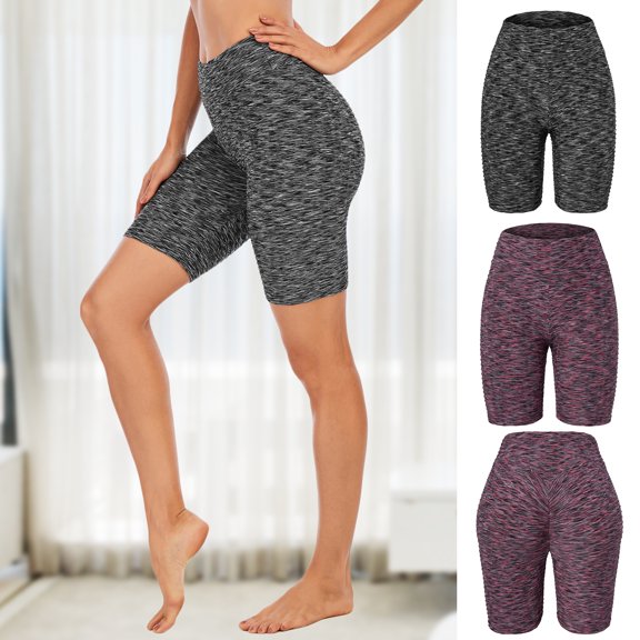 Women's Butt Lifting Five-point Yoga Pants Anti Cellulite Workout Textured Shorts for Jogging Cycling Table Tennis Volleyball Tennis