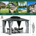 thumbnail image 7 of Sunmthink Patio 10x12 ft. Hardtop Gazebo, Double Roof Aluminum Frame with Netting and Curtains, Gray, 7 of 7
