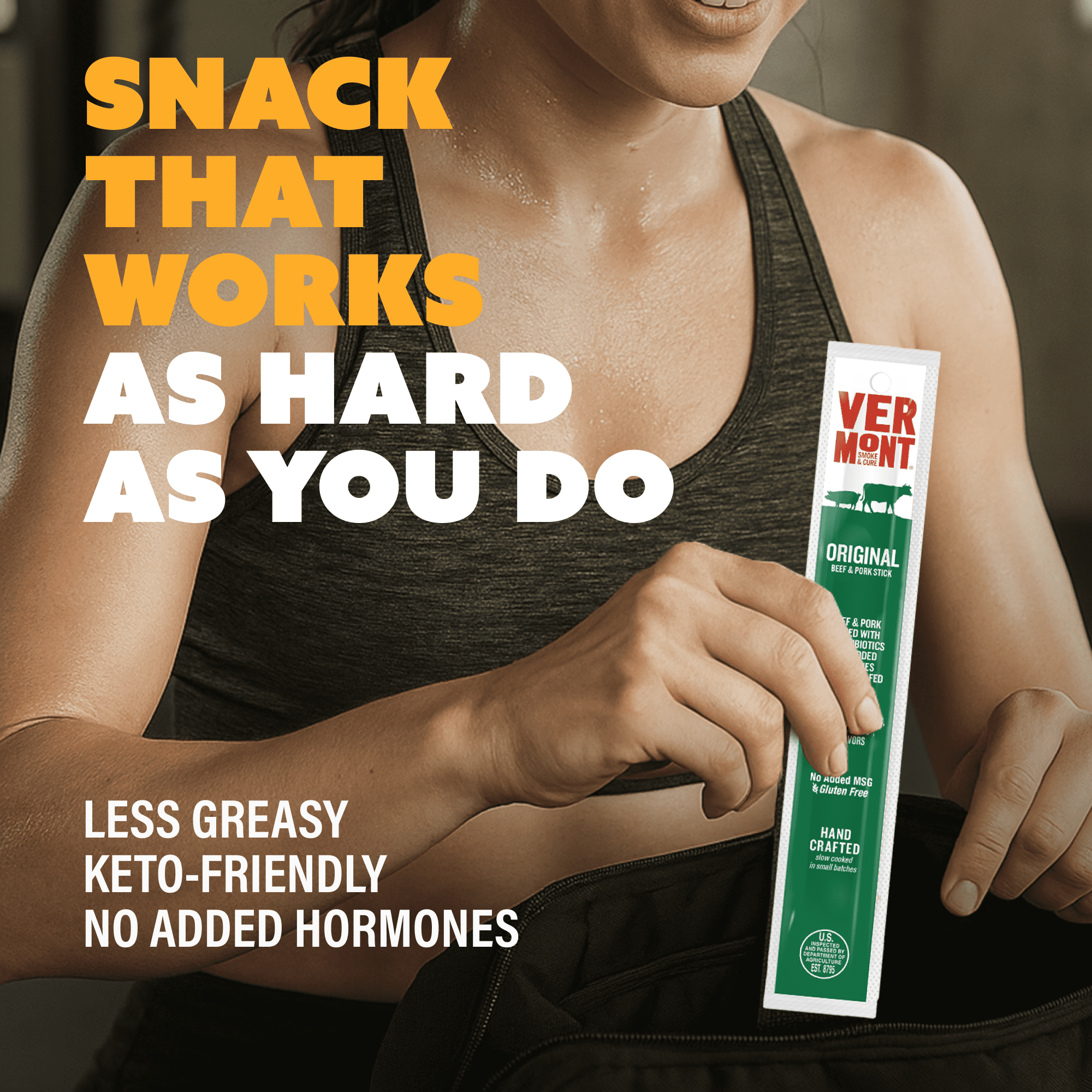 Vermont Smoke & Cure Original Beef and Pork Beef Sticks Individually Wrapped Protein Snacks 6Ct, 2Pk