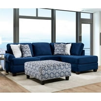 Furniture of America Rena Microfiber Upholstered L-Shaped Sectional in Navy