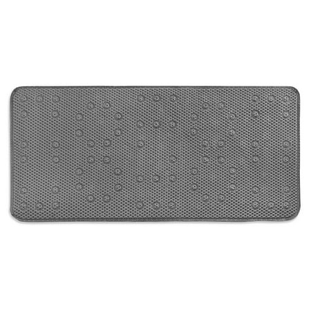 Popular Bath Waffle Weave Tub Mat, Silver, 17x36 Inches