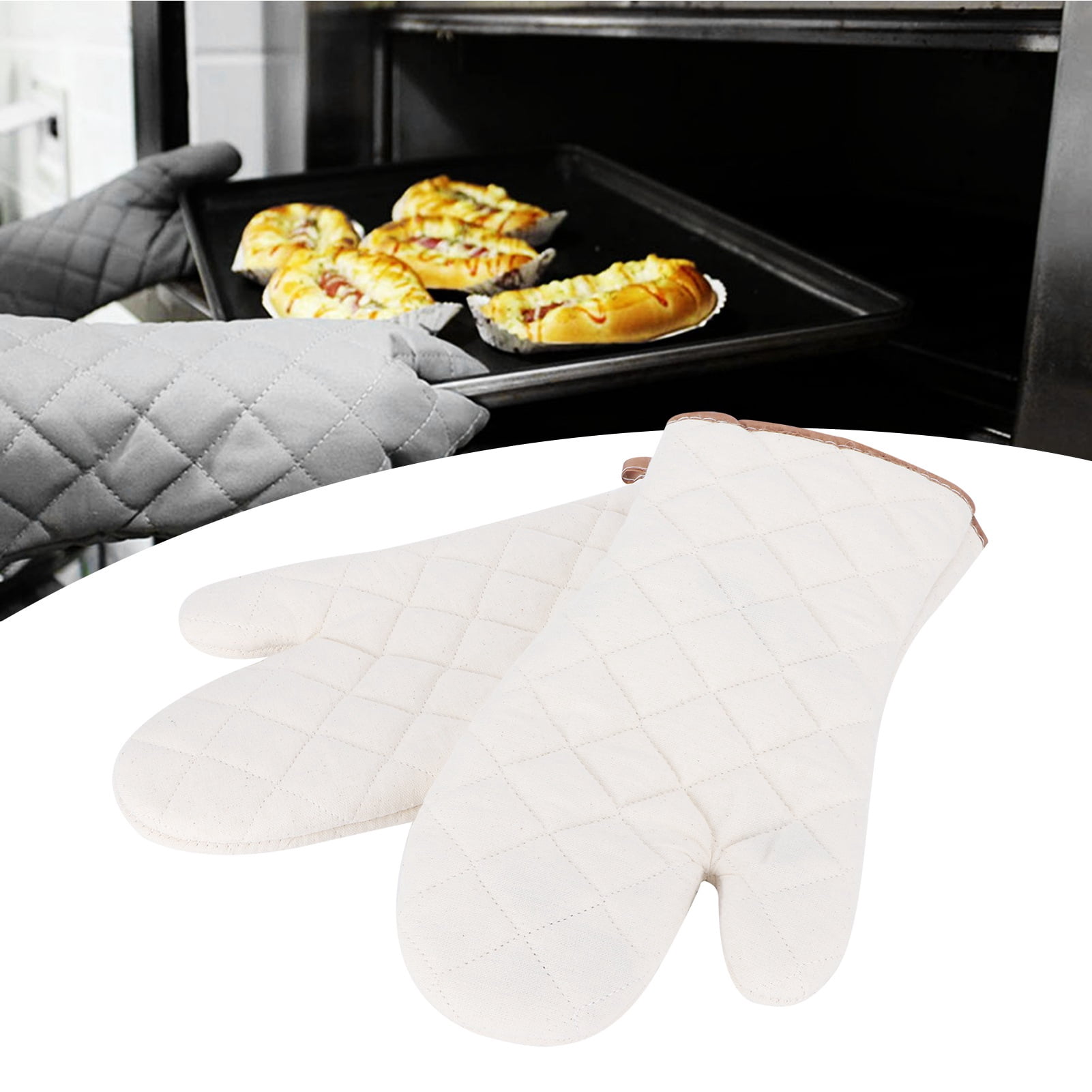 1-Pair Heat Resistant Oven Mitts - Multipurpose Cooking Gloves for Home & Restaurant