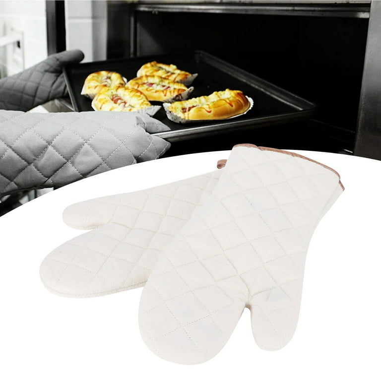 Cooking Heat Resistant Tools, Non-slip Prevent Burned Cotton Microwave Oven  Mitts, For Restaurant Home Oven Baking White