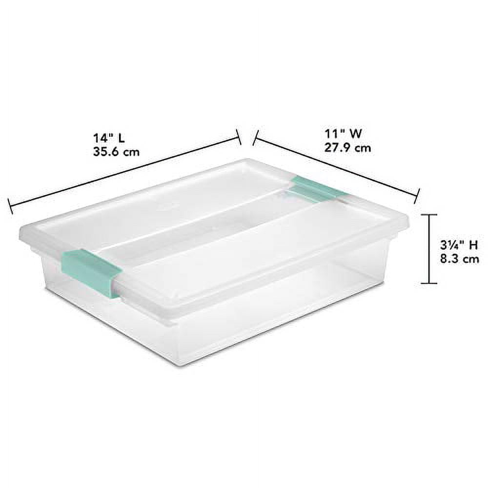 Sterilite 19638606 Large Clip Box, Clear with Blue Aquarium Latches, 6-Pack  